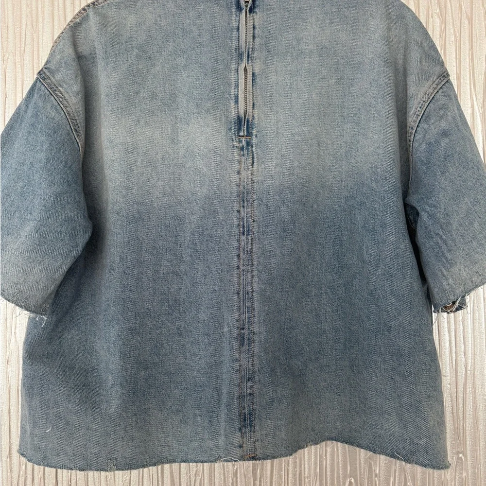 ZARA Light Blue Washed Denim Top - BRAND NEW w/Tags - Picture 3 of 3